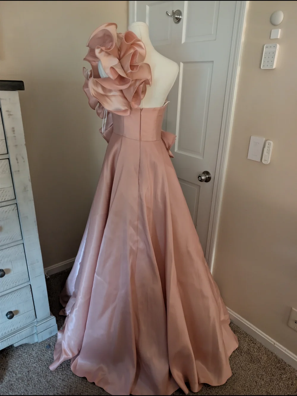 Jovani Blush Pink Ruffle One Shoulder Ball Gown Dress Size 4 NWOT | Style 40796